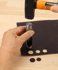 Using 12 Piece Hollow Hole Punch Set For Leathercraft And DIY Projects With Knurled Grip Steel Punches on leather sheet
