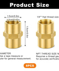 Heavy Duty 1/4 Inch NPT Female To Female Brass Hex Coupler Pipe Fitting 8 Pack Air Hose Adapter with product size details.