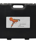 No Sweat Battery Powered Electric Plant Twist Tie Machine For Rapid Trellising And Crop Training Heavy Duty Hand Held Grower Tool For Vineyards Easy On Wrists Runs Smooth With Biodegradable Paper Ties in a hard case.