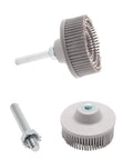 Two Pack White Bristle Discs 120 Grit, 2 Inch Abrasive Discs with 1/4 Shank for Rotary Tools, durable rubber-backed, side view