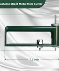 Adjustable Circle Hole Cutter for Sheet Metal 2 to 12 Inch, side view showing dimensions, used with 1/4 inch drill chuck.
