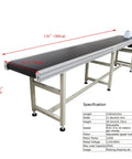 Industrial-Grade Electric PVC Belt Conveyor With Adjustable Speed, Desktop Transport Machine, aluminum frame, side view