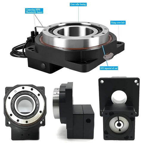 Premium Hollow Rotary Platform Indexing Table For CNC Routers with cross roller bearing and photoelectric sensors.