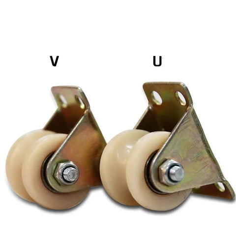 Heavy Duty V Groove Wheel Sliding Gate Casters Built Tough For A Smooth Roll On Any Track Featuring Real Deal Steel Pulley Systems, 2-inch wheels.