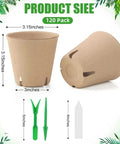 120 Pack 3.15 Inch Peat Pots For Seedlings Garden Germination Starter Kit With 30 Plant Labels And 2 Transplant Tools