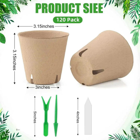 120 Pack 3.15 Inch Peat Pots For Seedlings Garden Germination Starter Kit With 30 Plant Labels And 2 Transplant Tools