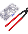 Heavy Duty Hose Clamp Pliers Kit That Fits 6 To 23.5mm Pipes Perfectly For A Rock Solid Grip And Secure Connection On Any Pipe Repair Job That Needs Some Serious Muscle. Kit with red-handled pliers and assorted stainless steel hose clamps in storage case.
