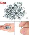 Heavy Duty Non Slip Tire Studs For Cars Trucks Atvs And Motorcycles With Built Different Tungsten Steel Core For Ice Snow And Mud Traction 100 Piece Pack Road Grip, close-up of 100pc studs in hand.