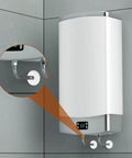 4 Pack Wall Grommets For Cables used with water heater pipes, covers routing holes neatly on tiled wall.