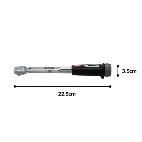 Preset Torque Wrench With Direct Set Torque, Quarter Inch Drive, Black Finish, Made In Japan, Up To 6 Nm Capacity, Easy Readout For Quick Tightening Of Bolts And Nuts, Precision Hand Tool For Pros And DIYers, 22.5cm