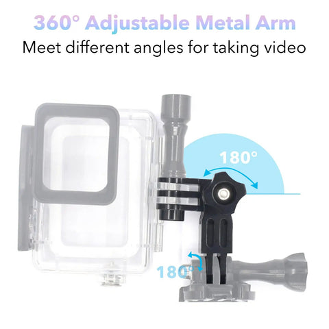 Beefy Aluminum Alloy Extension Arm Kit 2 Pack Pivot Mounts For Action Cameras Like DJI Osmo AKASO CamPark YI In Blue And Black Heavy Duty And Versatile For Cycling Surfing Skiing Snowboarding Mountain Climbing, 360° adjustable arm
