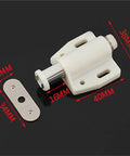 4 Pack Magnetic Latches For Cabinet Doors Single Press To Open with Rebound Magnet and dimensions labeled