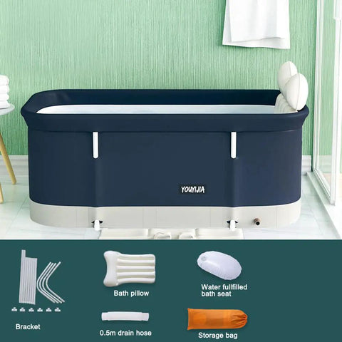 Foldable 47 Inch Bath Tub With Pillow And Bath Seat No Pump Portable Spa Tub For Home Use Insulated With 6 Layers Keeps Heat Longer Sturdy And Stable Everyday