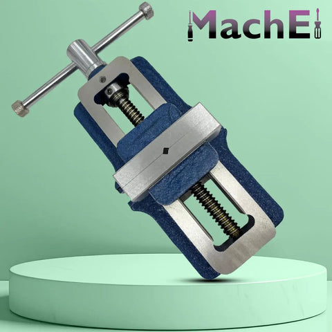 80mm Jaw Width Self Centering Vise With Fixed Base Built Tough Cast Iron Body Blue Finish front angle view