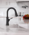 hansgrohe Joleena Pull Down Kitchen Faucet, Transitional, Magnetic Hand Sprayer, 1-Handle, 1.75 GPM, Matte Black, 04112670 in modern kitchen