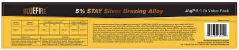 Label of 1 Lb Value Pack 5 Percent Silver Phosphor Copper Brazing Rods BCuP-3 For Welding 0.050x1/8x19.25 Inch