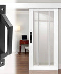 2 Pack Sliding Barn Door Handle 7.9 Inch Aluminum Alloy Door Pull For Sliding Barn Gate Cabinet Closet Drawer Garage Shed Black Finish Includes Mounting Screws Durable Aluminum Alloy Construction For Lasting Use With 0.18 Inch Mounting Holes front view