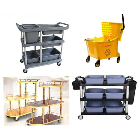 Built Like A Tank Heavy Duty Swivel Casters With Wheel Brake Three Quarter Inch Industrial Rubber Wheels No Sweat Push In Install Black And Yellow For Shop Gear on multiple carts.