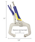 2 Pack 11 Inch Metal Face Clamps With Swivel Pad And Rubber Handle, Heavy Duty Adjustable C Clamps For Woodworking, 5.4-inch jaw