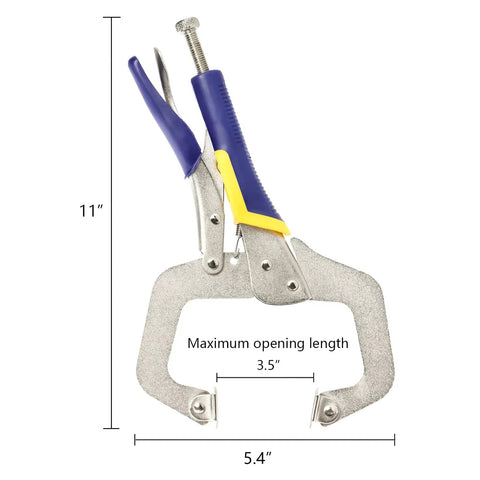 2 Pack 11 Inch Metal Face Clamps With Swivel Pad And Rubber Handle, Heavy Duty Adjustable C Clamps For Woodworking, 5.4-inch jaw