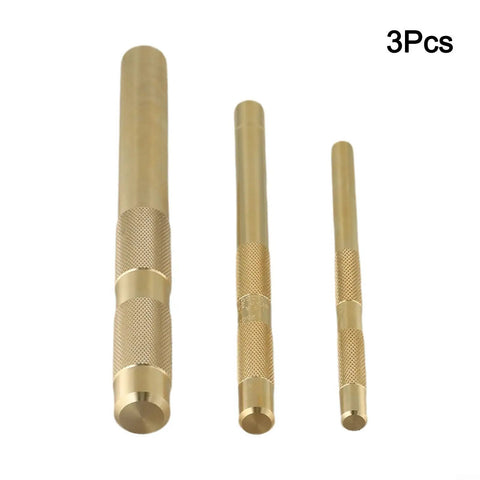 Three Pack Beefy Brass Drift Punch Set Non Sparking Pin Remover Soft Metal Alignment Tools For Auto Repair And Woodworking Knurled Grip