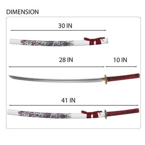 Hand Sharpened 1060 High Carbon Steel Samurai Sword Showpiece For Display And Iaido Practice dimensions diagram