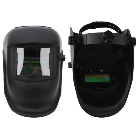 Stylish Ultralight Welding Helmet With Automatic Dimming For Serious Industrial Pros Featuring Durable ABS Construction And Solar Power, front and interior view.