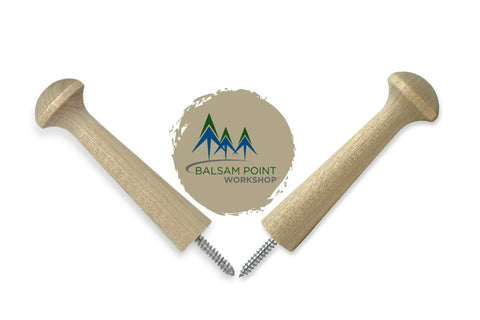 Screw On Shaker Pegs Birch Hardwood Two Seven Eighths Inch Wood Length With Three Quarter Inch Hanger Bolt Ten Pack close-up