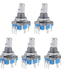 360 Degree Rotary Encoder Code Switch Digital Potentiometer, 5 Pins, 15mm D-Shaft, 5 Pack, 5V Pulse Encoder With 2 Mounting Pins, Great For DIY Electronics, Audio Gear, Robotics And Control Projects