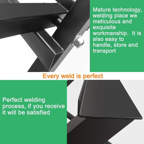 Detailed view of Built Tough Adjustable Folding Workbench Stand For Table And Miter Saws DW7451 showing perfect welds and sturdy steel design.
