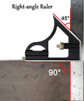 Heavy Duty Stainless Steel Combination Square For Framing And Finish Carpentry Featuring Versatile 0 To 180 Degree Angle Ruler on wooden surface.