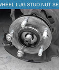 Chrome Wheel Lug Stud Nut Set M12x1.50 installed on a car hub for Hondas like Odyssey and Accord