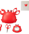 Magnetic Crab Shaped 4-in-1 Multi Tool Box Cutter with Bottle Opener and Mini Scissors shown in red plastic design.