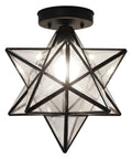 Moravian Star Tiffany Style Clear Glass Ceiling Light With Matte Black Base 12 Inch Shade 14 Inch Fixture Hardwired E26 Bulb Ready