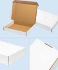 White Corrugated Shipping Boxes 17x11x2 Inches 20 Pack For Small Biz Lightweight Yet Heavy Duty Three Layer Mailers open and closed view