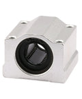 Rock Solid 4 Pcs SCS12UU 12Mm Linear Ball Bearing Blocks For CNC Router Builds With Smooth LM12UU Bushings close-up view of one bearing block.