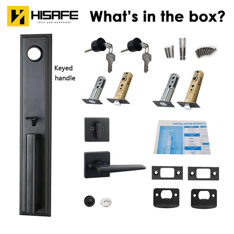 Front Door Handleset With Full Escutcheon And Slim Lever Lock, Single Cylinder Deadbolt, Oil Rubbed Bronze, Installation Kit