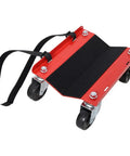 Heavy Duty Snowmobile Dolly Set With Steel V Slide, 1500 Lb Capacity, Two And A Half Inch Swivel Casters, Adjustable Nylon Tie Down Straps, Red Finish, Built Tough For Garage Storage And Easy Transport, red steel dolly with straps