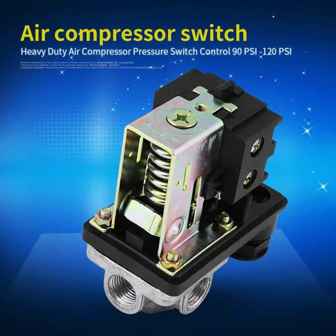 Air Compressor Pressure Switch With Red On Off Knob Durable Four Port Inlet Easy Install High Performance PSI Control