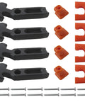 4 Pack T Handle Rubber Draw Latches 110x46mm with screws and orange brackets, heavy duty for toolboxes and panels.