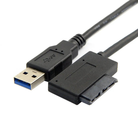 USB 3.0 To Slimline 13 Pin SATA Cable Adapter For Laptop CD DVD ROM External Drive No Power Required Plug And Play Boot From External Drive No Driver Needed On XP Windows 7 And Mac OS X, USB plug and slimline SATA connector