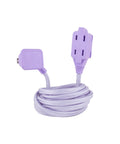Designer Series Stylish Fabric Extension Cord 9 Feet Long With Right Angle Plug And Three Polarized Outlets 125 Volts Metallic Purple coiled