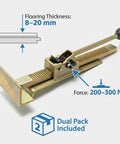 Pro Grade Flooring Jack For Hardwood Installations With Ratcheting Alignment Tool; image shows metal jack for 8 to 20 mm floors.