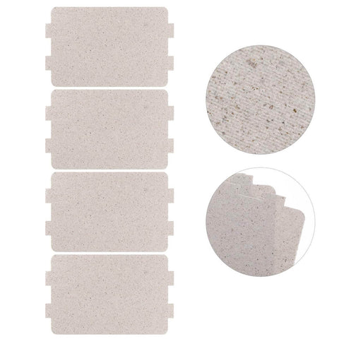 7 Piece Microwave Waveguide Mica Sheets Heat Resistant Insulation Plates Replacement Parts For General Microwaves Small Size Must Have Easy Install DIY Fix For Home Kitchen Appliances, showing four rectangular mica sheets and texture close-up.