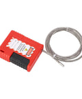 Heavy Duty Lockout Cable Lock For Electrical Gear, Adjustable 1 Meter, Quick Thread Setup, red housing and steel cable