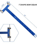 Archery Bow String Nocking Points Kit With T Square Ruler And Buckle Pliers, blue aluminum T-shape ruler, 13 inches by 3.93 inches.