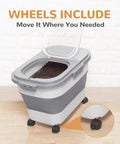 Dog Food Storage Container With Collapsible Body Attachable Casters And Scoop Plus Travel Silicone Bowl Keeps Dry Food Fresh