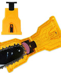 Portable Teeth Chainsaw Sharpener with Bar Mount Fits 14 16 18 20 Inch Chainsaws, yellow plastic, two holes for chain sharpening