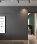 48 Inch Concealed Sliding Barn Door Hardware Kit For Interior Wooden Doors Heavy Duty Hidden Track System Quiet Smooth Slide Adjustable Fit Modern Hidden Barn Door Hardware Set For Home Hallways And Closets installed view