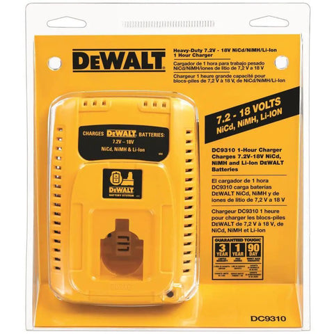 Yellow Dewalt Universal Battery Charger From 7.2V To 18V For NiCd NiMH And Li Ion Cells Fast One Hour Charge in packaging
